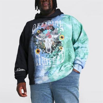 China Anti-wrinkle 2021 winter autumn weighted no tie hoodie string man wholesale oversized hoodies loose dye eco-friendly printing for sale