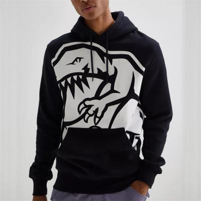 China 2021 Winter Streetwear OEM 350 Gsm Dinosaur Graphic Anti-Wrinkle Custom Viable Heavy Mens White Printing Hoodie For Men for sale