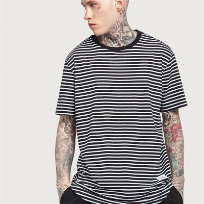 China 2021 Anti-Wrinkle OEM 0Latest Designs Men Slim Stripe Ringer T-shirts Black White 100% Pima Cotton for sale