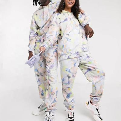 China Breathable Fashionable Wholesale Cotton Printing 100% Cotton Unisex Men's Loose Sweatsuit Jogging Suits for sale