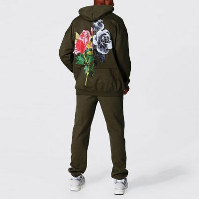 China 2021 Oversize Design Hoodie Breathable Floral Printed Casual Men Sports Tracksuit for sale