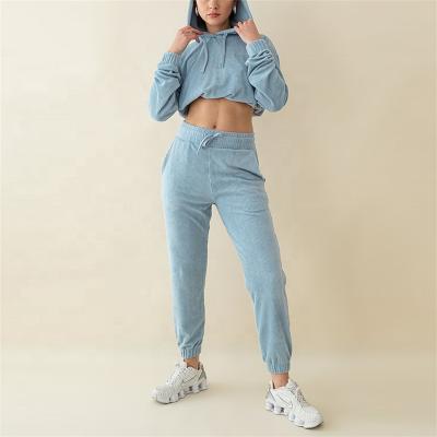 China 2021 Custom Matching Sweat Suit OEM Couples Jogger Breathable Side Striped Crop Top Custom Sweatsuits for sale