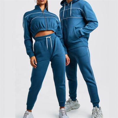 China Breathable Fashionable Custom Clothing Set Zip Up Sweatshirt Tracksuits 100% Cotton Tracksuits For Men And Women for sale