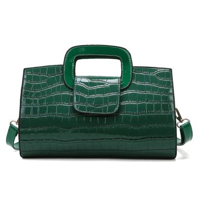 China Green Button Crocodile Shoulder Fashion One Shoulder Waterproof PU Zipper Magnetic Women Handbags for sale