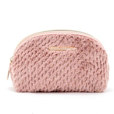 China Fashoion Design Popular Makeup Bags Private Label Logo Pink Fluffy Cosmetic Bag for sale