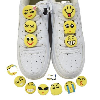 China Shoe Buckle 2022 New Cartoon Smiley Face PVC Lace Buckle For Sneakers Accessories Expression Shoes Charm Host for sale