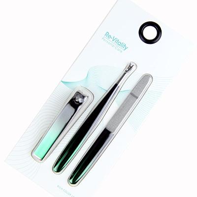 China Mini Manicure Set Premium Customized 3 Pieces In 1 Pedicure Set Beauty Factory Mini Manicure Set With Nail Clipper Nail File for sale