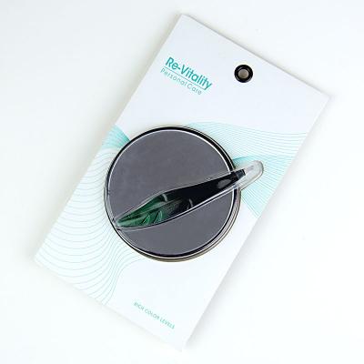 China OEM Portable Exquisite Stainless Steel Mini Mirror Portable Eyebrow Tweezers for sale