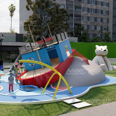 China 304 Stainless Steel+Wood+Steel Hot Sale Kids Playground Equipment Kids Pirate Ship Outdoor Playground for sale