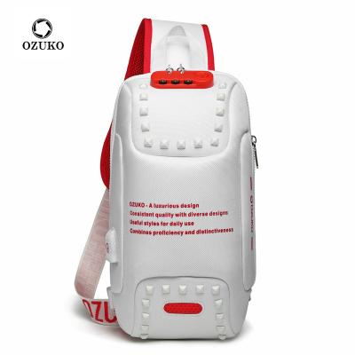 China Water Proof New Outdoor Branded Multifunctional Stylish White Cross Customized Mens Shoulder - Body Sling Anti Theft Usb Charging Bag for sale