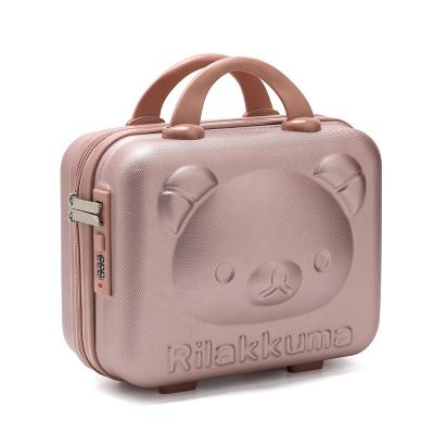 China Fashion Cute Bear ABS Cartoon 14inch Beauty Bag Cosmetic With Zipper Hardshell Case for sale