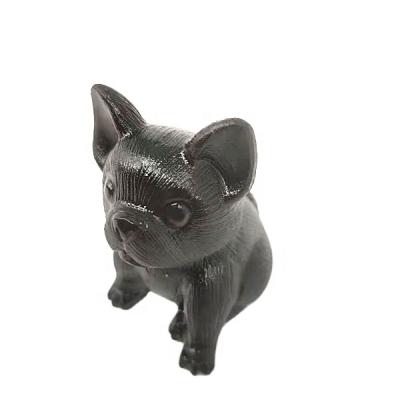 China Donghai high quality gift of beautiful natural black gold obsidian crystal cut dog statue for sale