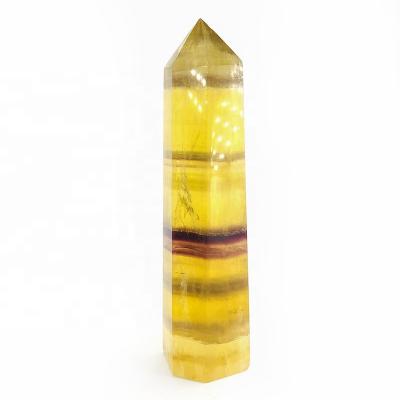 China Donghai natural yellow fluorite cure hexagonal prism for sale