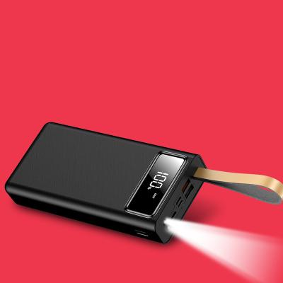 China Portable Dual USB Rechargeable Portable Slim Charger Cell Phone Power Fast Charging Bank True 30000 MAH Hours With Lanyard for sale