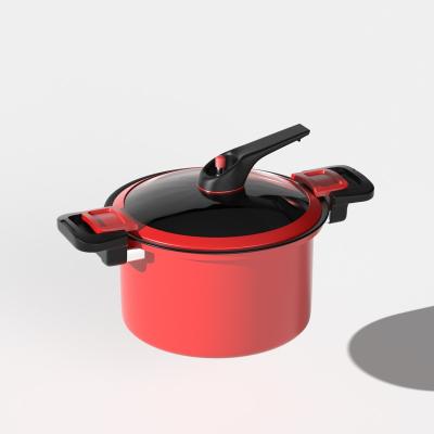 China New Non Stick Micro Metal Pressure Cooker Universal Red Fine Iron Cookware Pots Sets Kitchen Soup Cooking Pot Set for sale