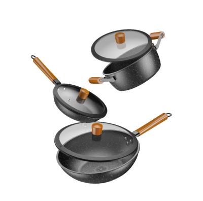 China Best viable sales kitchen cooking cookware utensils non stick pan soup pot cookware set for sale