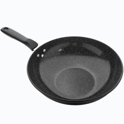 China Factory direct maifan CLASSIC nonstick pan stone supply flat bottom wok less oily steam pan kitchen cookware for sale