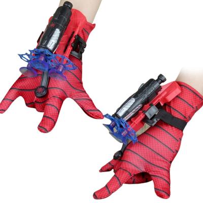 China Toy Huiye Christmas Gift Super Hero Comic Cartoon Spider Hero Plastic Hand Launcher Soft Ball Stick Gun Toys Set For Boy Children for sale