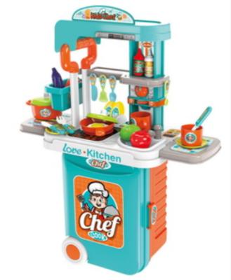 China New Design High Quality Funny Pretend Play Toys DIY Multifunctional Kitchen Set Funny Plastic Room Suitcase Child Play Toys for sale