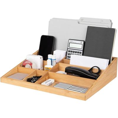 China Wooden Organizer For Pens, Letters, Documents, Notebooks Bamboo Office Desk Bambop Work Desk Organizer for sale