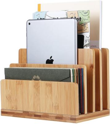 China Countertop Office Wood Desktop Storage Bamboo Bamboo Desk Folder Bamboo Mail Organizer Folder for sale