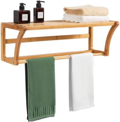 China Wall Mounted Bamboo No Punch Modern Towel Rack Storage Towel Shelf for sale