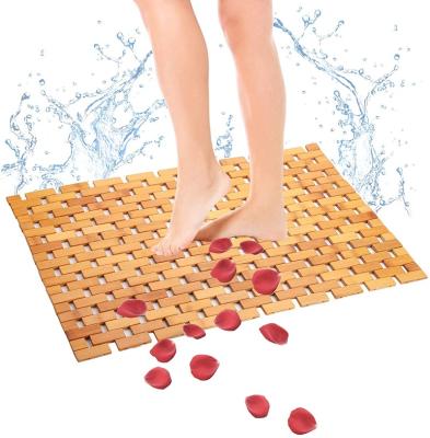 China Sustainable Bamboo Wood Flooring Mat For Luxury Shower Bath Covers Bathroom And Kitchen for sale