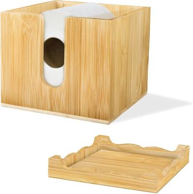 China Modern Bamboo Tissue Paper Holder Bathroom Bamboo Toilet Paper Holder for sale