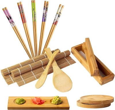 China Viable Sushi Making Kit With Bamboo Roller Mat Onigiri Mold, Rice Paddle, Sushi Serving Dish, Chopsticks for sale