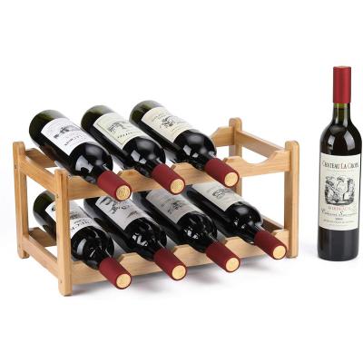 China Sustainable Organizer Wine Bottle Organizer Bamboo Wine Storage Rack For Countertops for sale