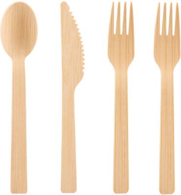 China Customized Bamboo Disposable Bamboo Cutlery Set Bamboo Fork Spoon Knife Set for sale