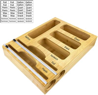 China Viable Kitchen Bag Storage Organizer Bamboo Ziplock Bag Storage Organizer And Dispenser for sale