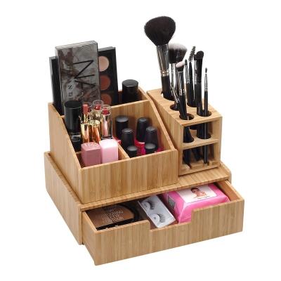 China Sustainable Bamboo Make Up Organizer Complete Cosmetic Assortment Boxes for sale