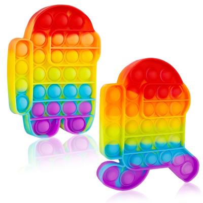 China Durable Rainbow Jump-Up Robot Wiggle Toy Stress Reliever Push Bubble Sensory Toys For Kids With Family for sale