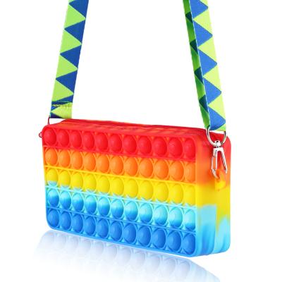 China 2022 Newest portable school hottest sale fidgety person pencil case capacity rainbow silicone school bag big gift for kids for sale