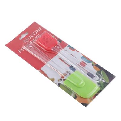 China Disposable Silicon Oil Heat Resistant Brush and Spatula Sets Baking and Pastry Tools Utensils Plastic Scraper Handle via Kangkai Supplier for sale