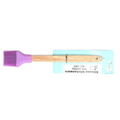 China Tools Kitchen BBQ Silicon Brush Disposable Rubber Non-Stick Heat Resistant Baking Essential Pastry Brush With Long Wooden Handle for sale