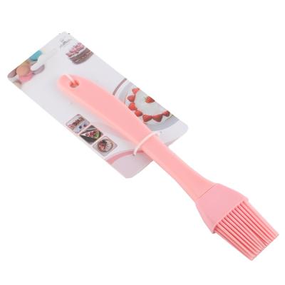 China Disposable Customize Tools Kitchen Silicon Non-Stick Cartoon Heat Resistant Essential Pink Baking Brush With Long Handle for sale