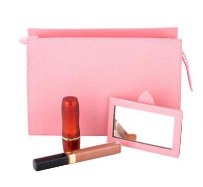 Cina Borsa cosmetica di cuoio rosa-rosso per la borsa del cosmetico di viaggio del cuoio femminile e genuino in vendita