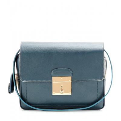 China Vogue Navy Pebbled Crossbody Leather Handbags With Detachable Shoulder Strap for sale