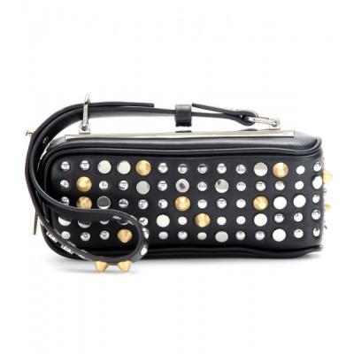 China Long Handle Genuine Authentic Leather Girl Wristlet Bag With Rivets Hardware for sale