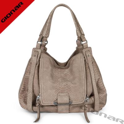 China Elegant Embossed Hobo Leather Handbags / Softer Snake Leather Ladies Shoulder Bags for sale