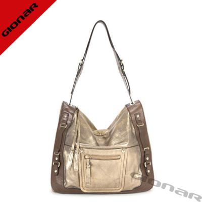 China Women Colorful Leather Shoulder Bags / Hobo Real Leather Handbags With Shinny Metal Hardware for sale