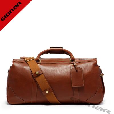 China Classical waterproof Cowhide Leather Duffel Bags With Nylon Interior Fabric for sale