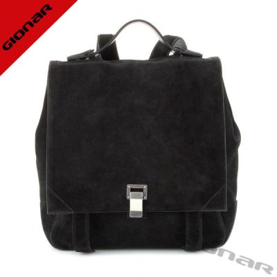 China Unique Women Suede Leather Backpack Bag High Grade , Gionar Black Backpack for sale