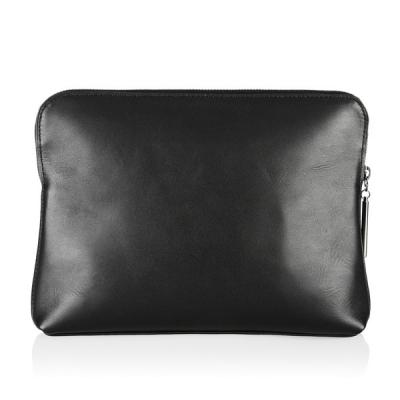 China Italian Leather Handbags / Ladies Black Leather Clutch Bag With Nylon Fabric Lining for sale