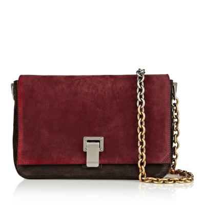 China Wine red suede leather bag / long chain cross body leather bags / girls brand bags  for sale