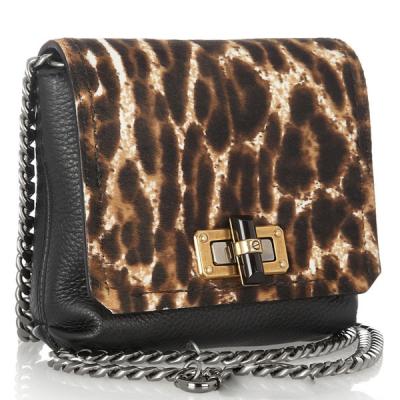 China Popular Winter Womens Leather Handbags Shoulder Bag Leopard Print Fur for sale