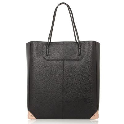 China Bolsos de cuero del totalizador negro con la esquina de metal, pequeño bolso interior de la bolsa en venta