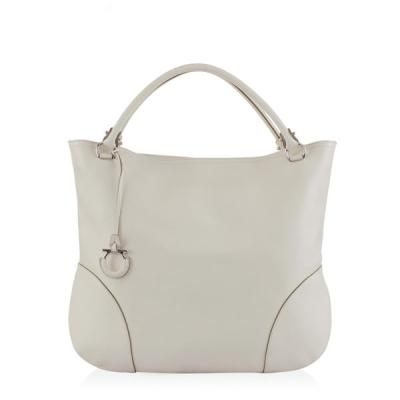 China Ladies Tote Leather Bags Made Of Ivory White Nappa Leather , Custom Make with Leather Tag for sale